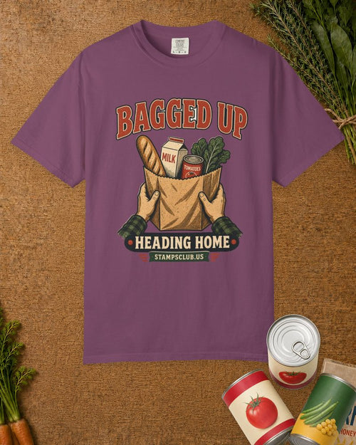Bag Counter Blessing Tee Berry in-context mockup