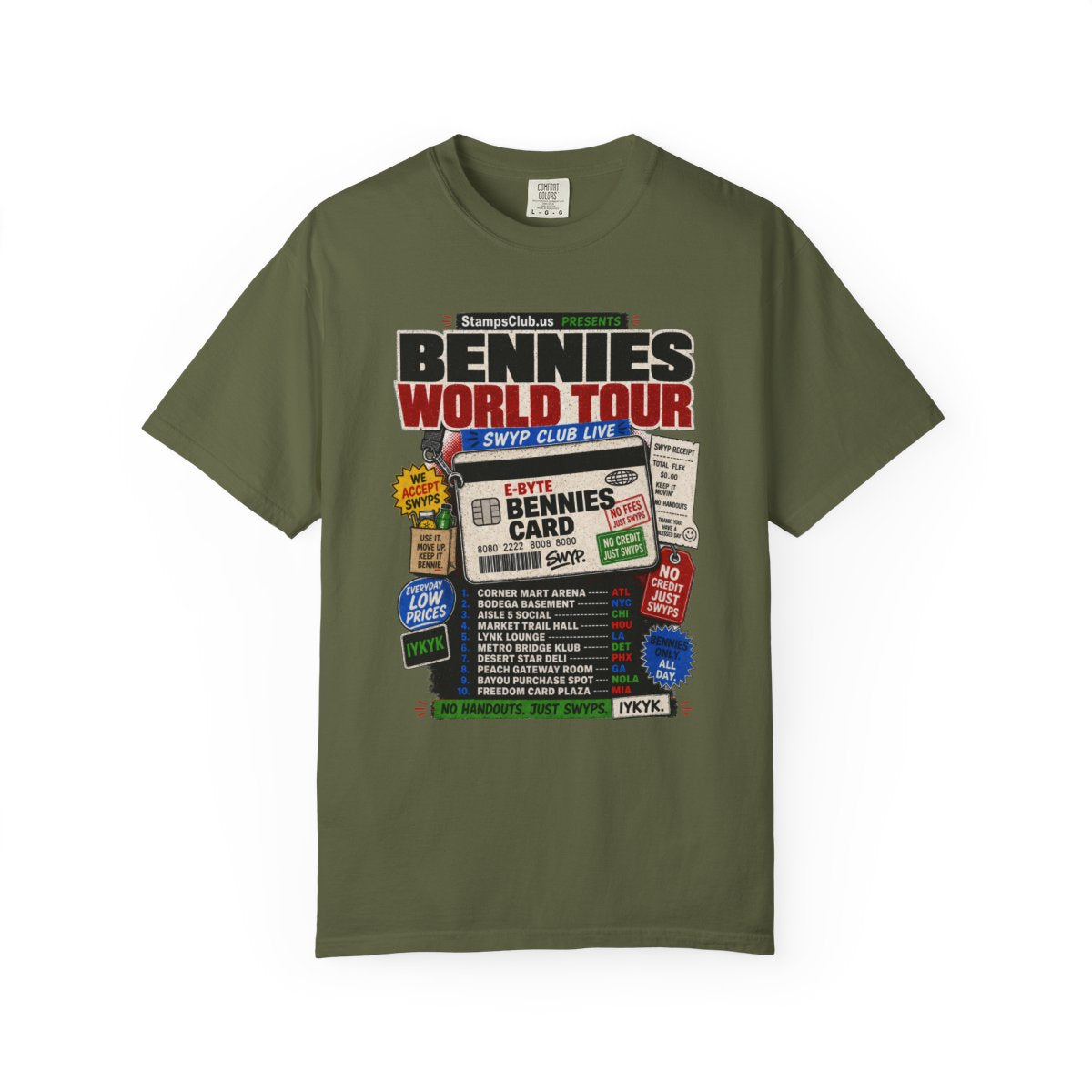 Bennies World Tour Streetwear Tee Hemp front mockup