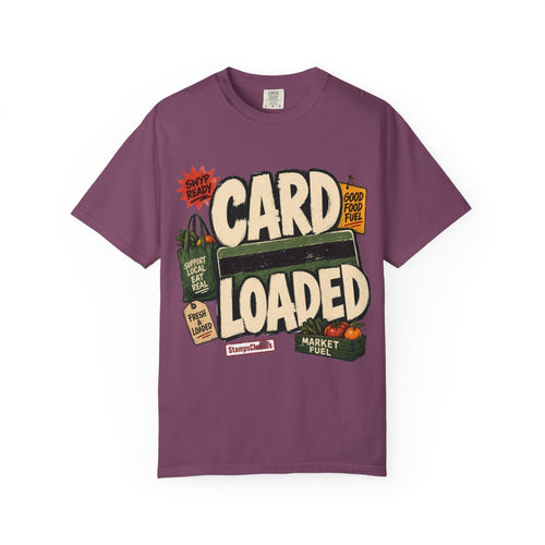 CARD LOADED Big Block Text FarmersMarket Tee Berry front mockup