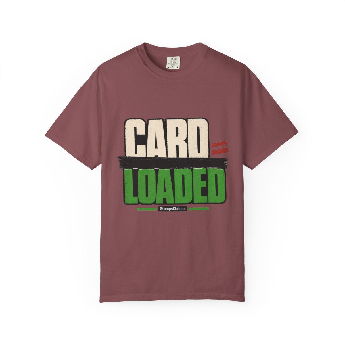 CARD LOADED Big Block Text Minimalist Tee Brick front mockup