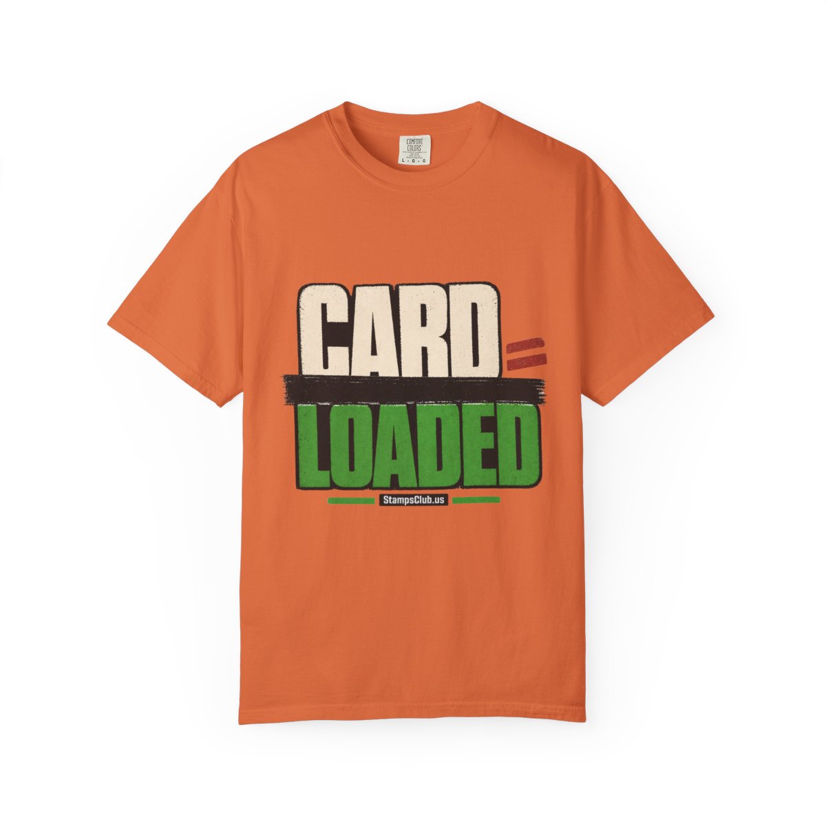 CARD LOADED Big Block Text Minimalist Tee Burnt Orange front mockup