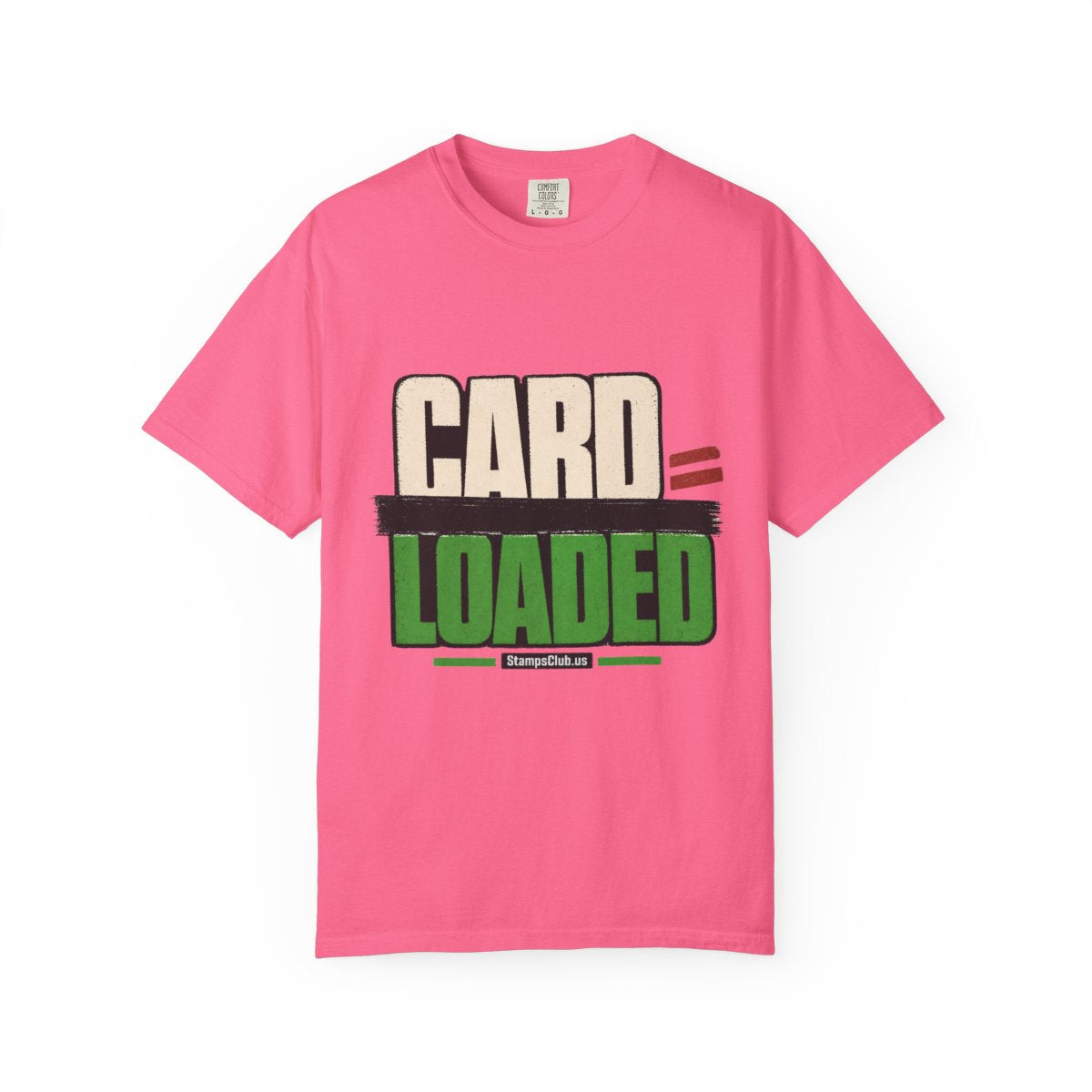 CARD LOADED Big Block Text Minimalist Tee Crunchberry front mockup