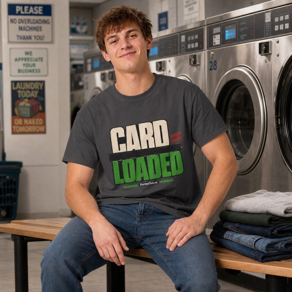 CARD LOADED Big Block Text Minimalist Tee primary mockup
