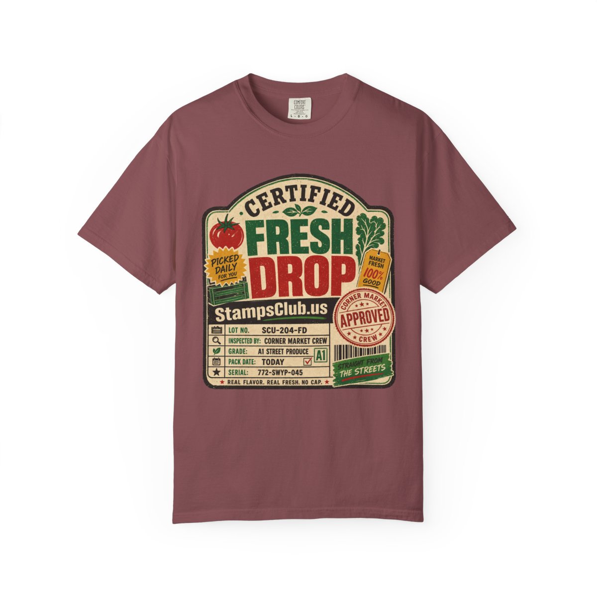 Certified Fresh Drop FarmersMarket Tee Brick front mockup