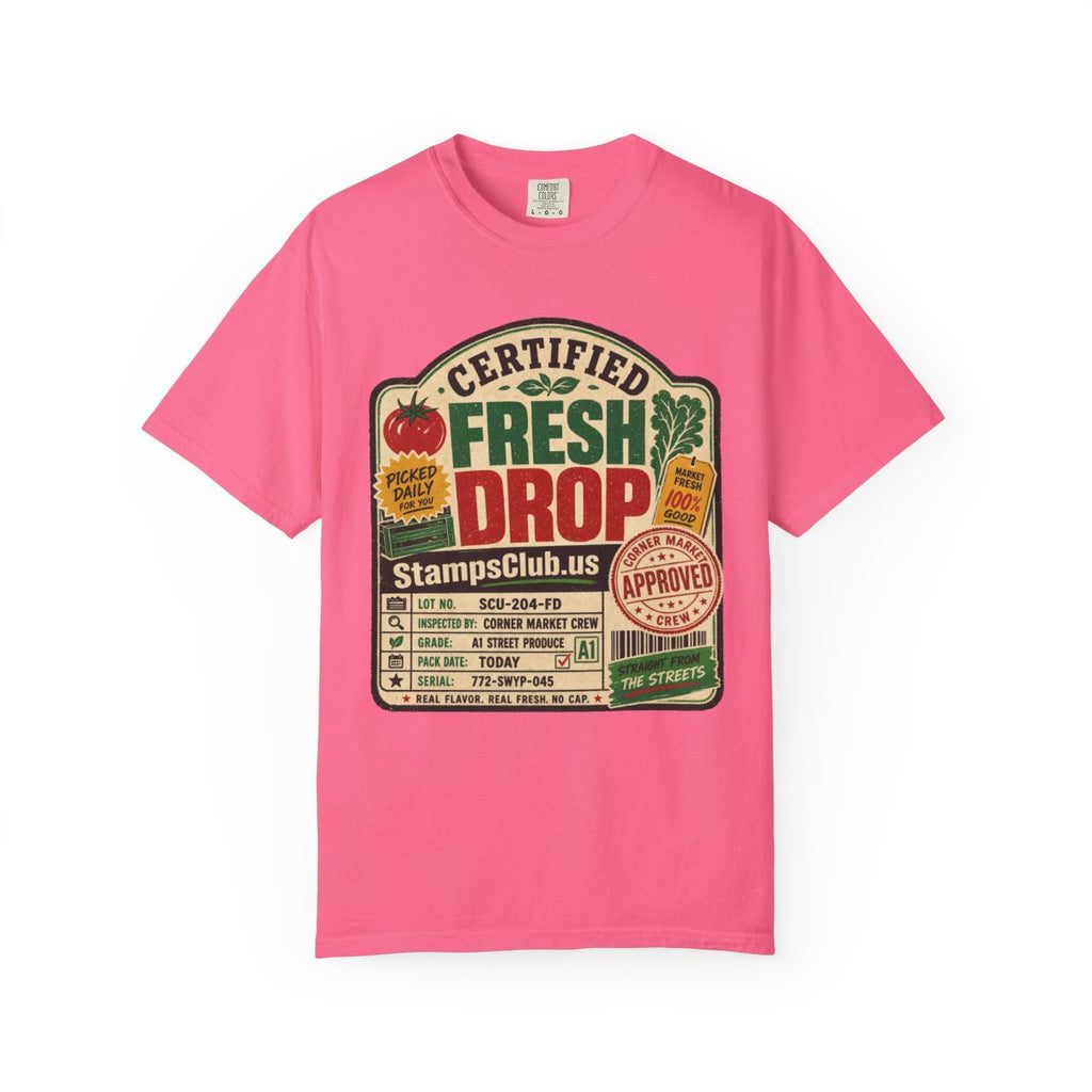 Certified Fresh Drop FarmersMarket Tee Crunchberry front mockup