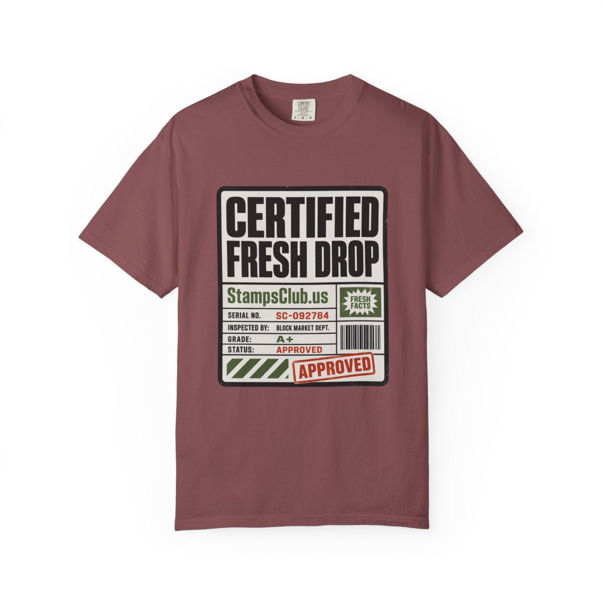 Certified Fresh Drop Minimalist Tee Brick front mockup