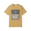 Certified Fresh Drop Minimalist Tee Mustard front mockup