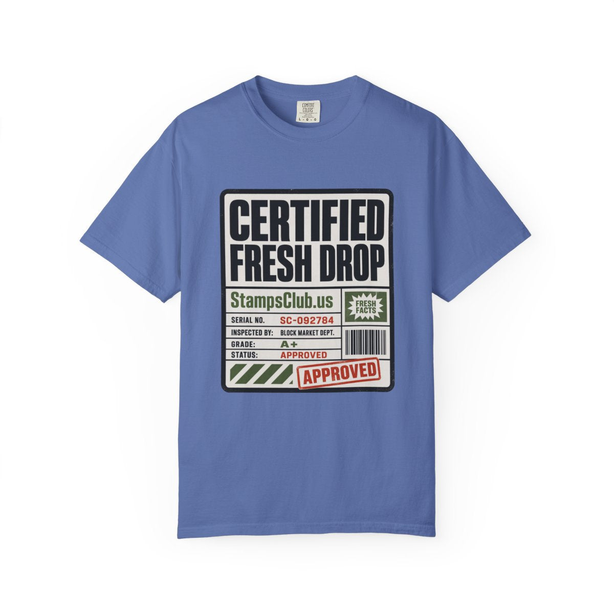 Certified Fresh Drop Minimalist Tee Mystic Blue front mockup
