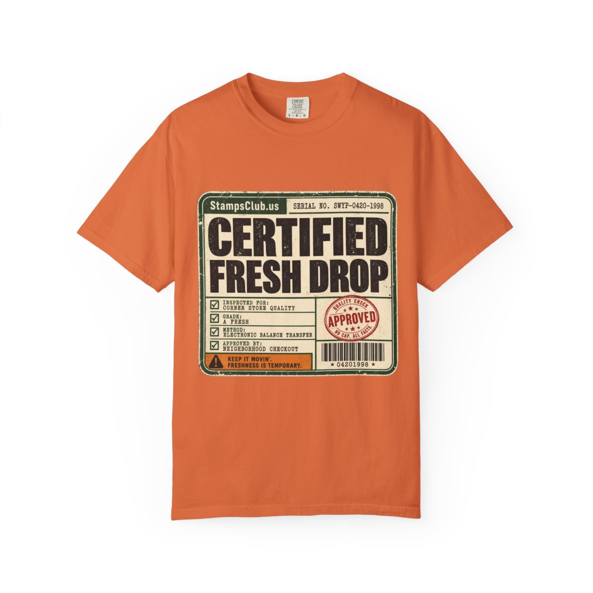 Certified Fresh Drop Vintage Tee Burnt Orange front mockup