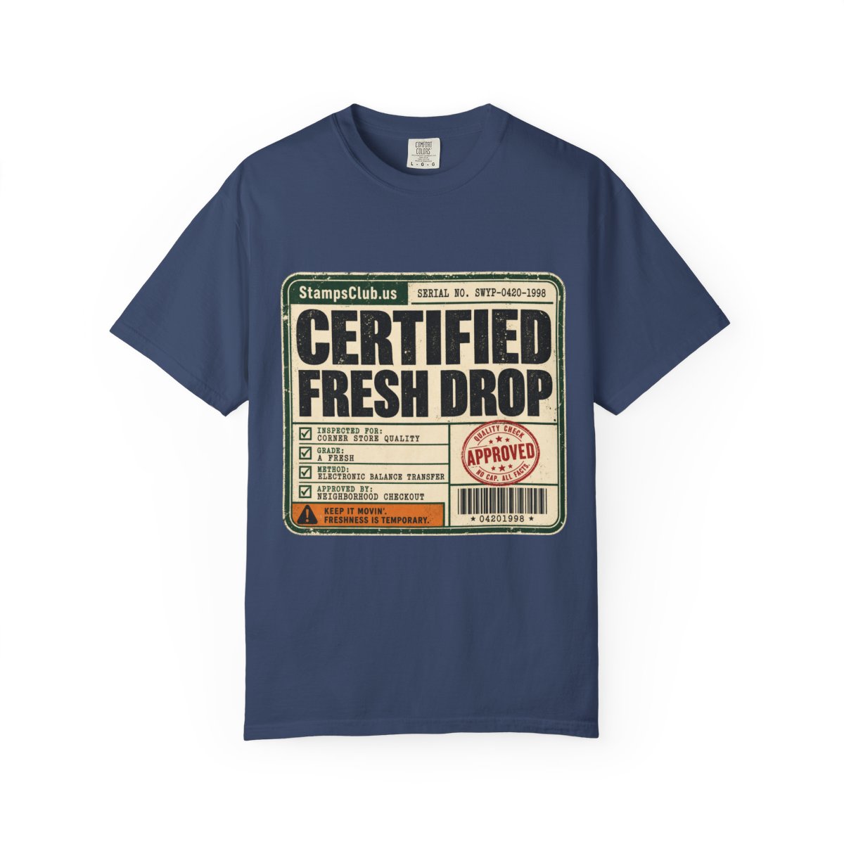 Certified Fresh Drop Vintage Tee China Blue front mockup