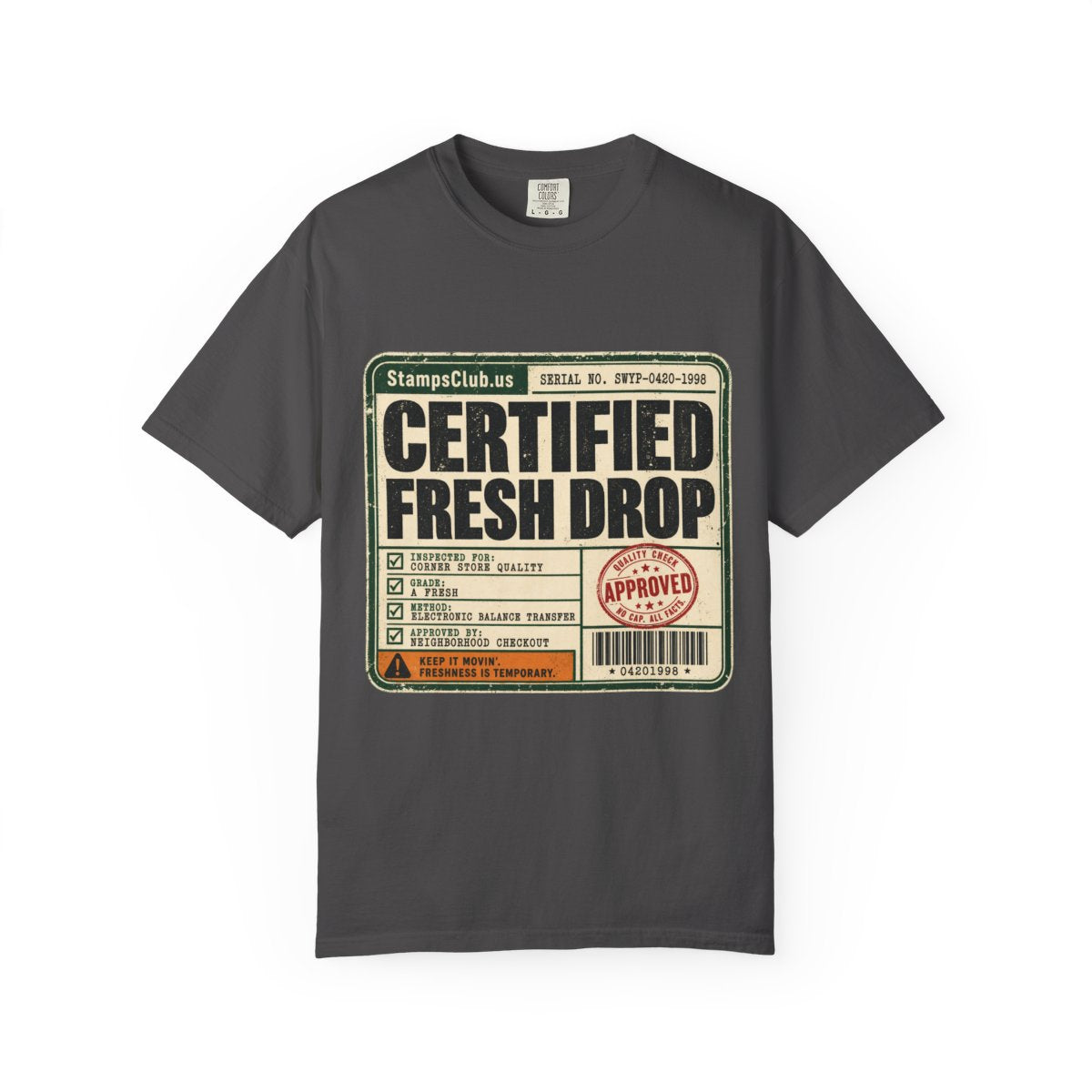 Certified Fresh Drop Vintage Tee Graphite front mockup