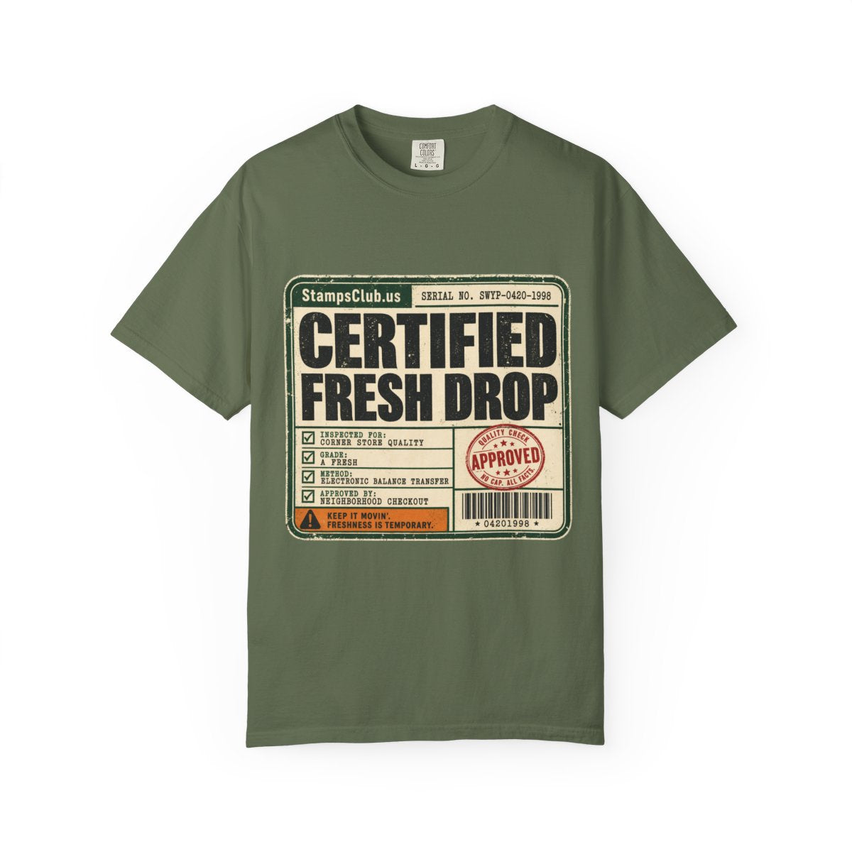 Certified Fresh Drop Vintage Tee Sage front mockup