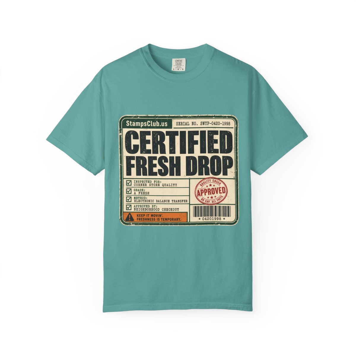 Certified Fresh Drop Vintage Tee Seafoam front mockup