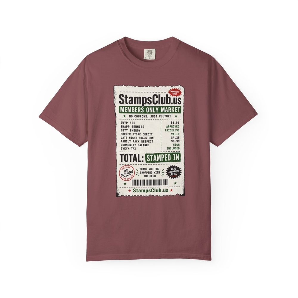 Club Receipt Tee Streetwear Tee Brick front mockup