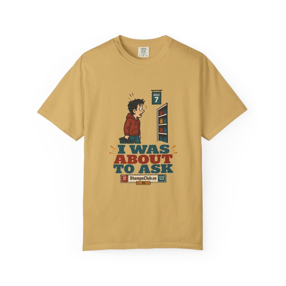 Excuse Me Loading Tee Mustard front mockup