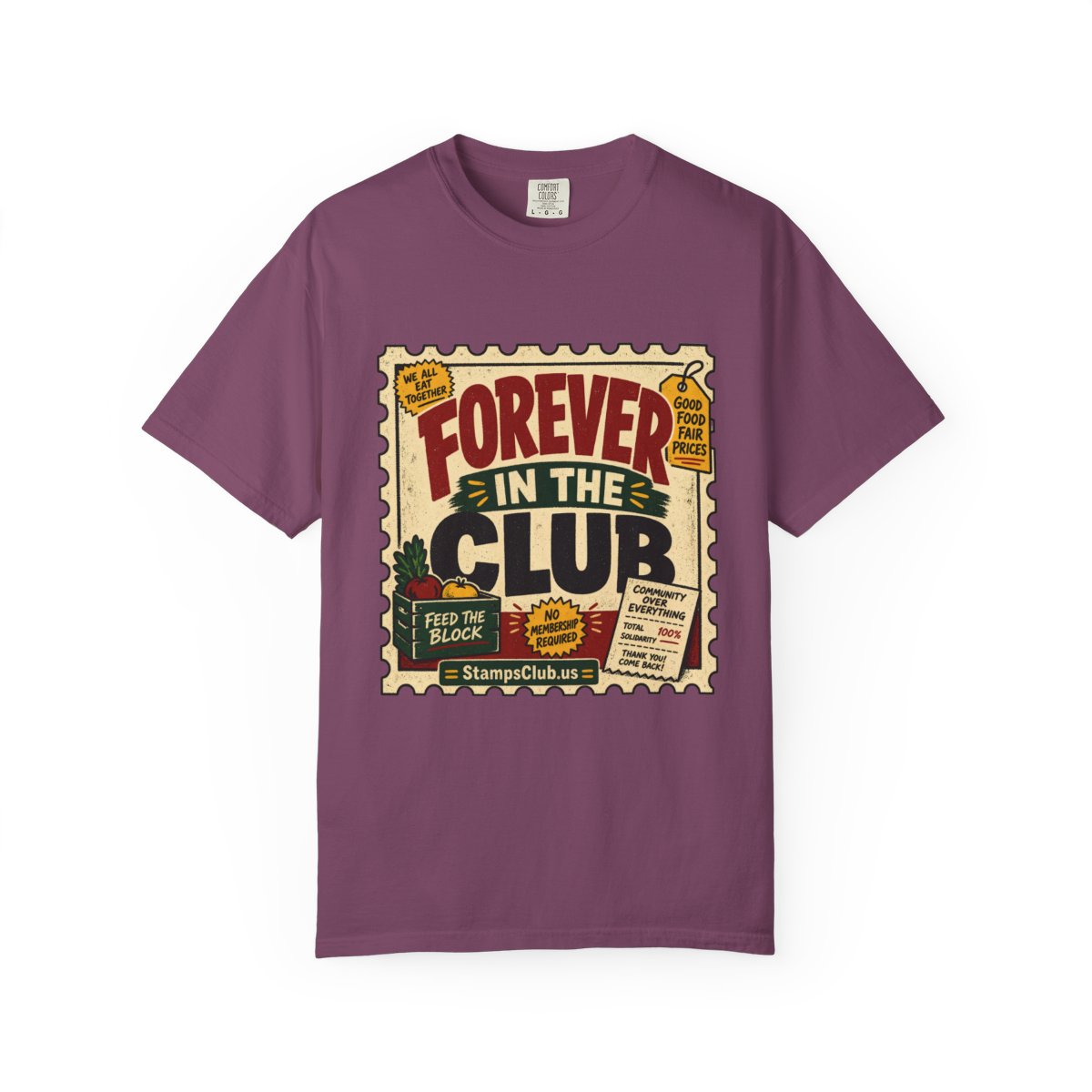 Forever Club FarmersMarket Tee Berry front mockup