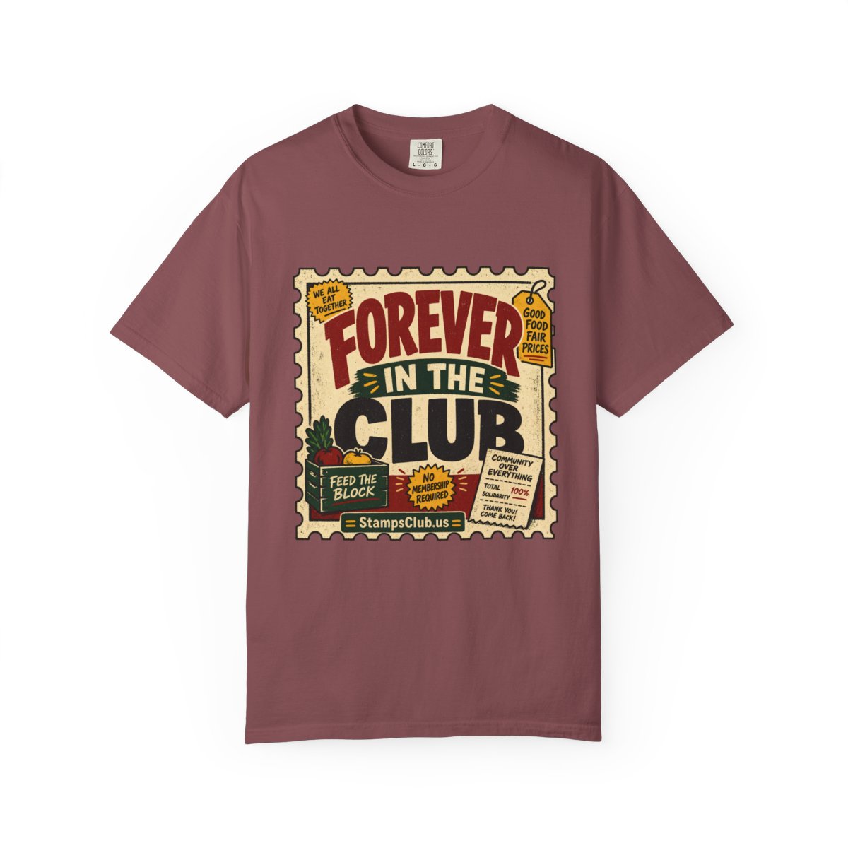 Forever Club FarmersMarket Tee Brick front mockup