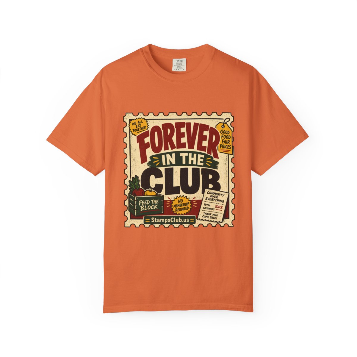 Forever Club FarmersMarket Tee Burnt Orange front mockup