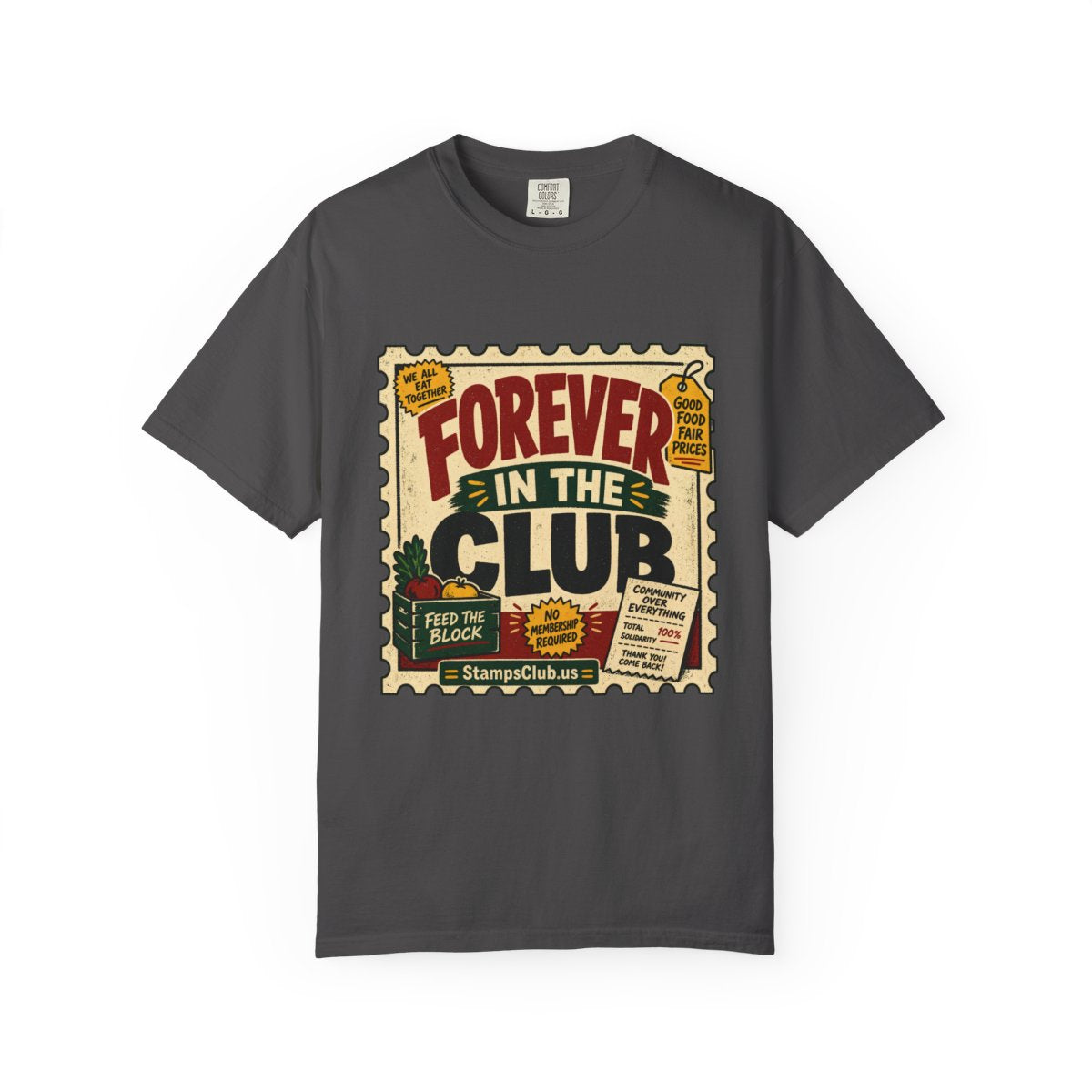Forever Club FarmersMarket Tee Graphite front mockup