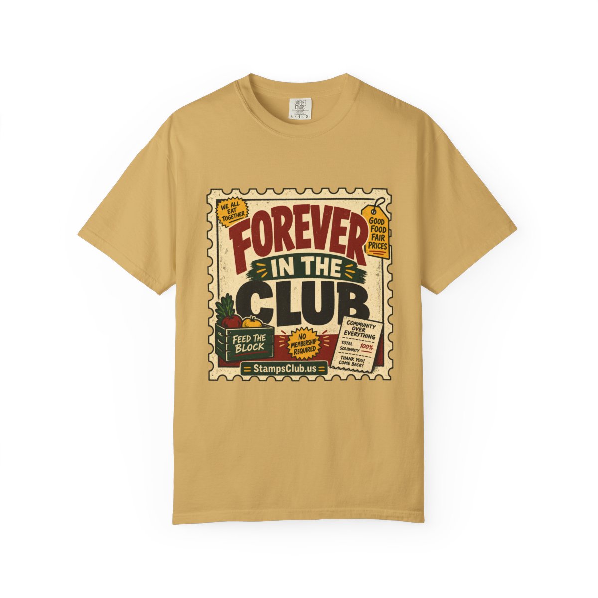 Forever Club FarmersMarket Tee Mustard front mockup