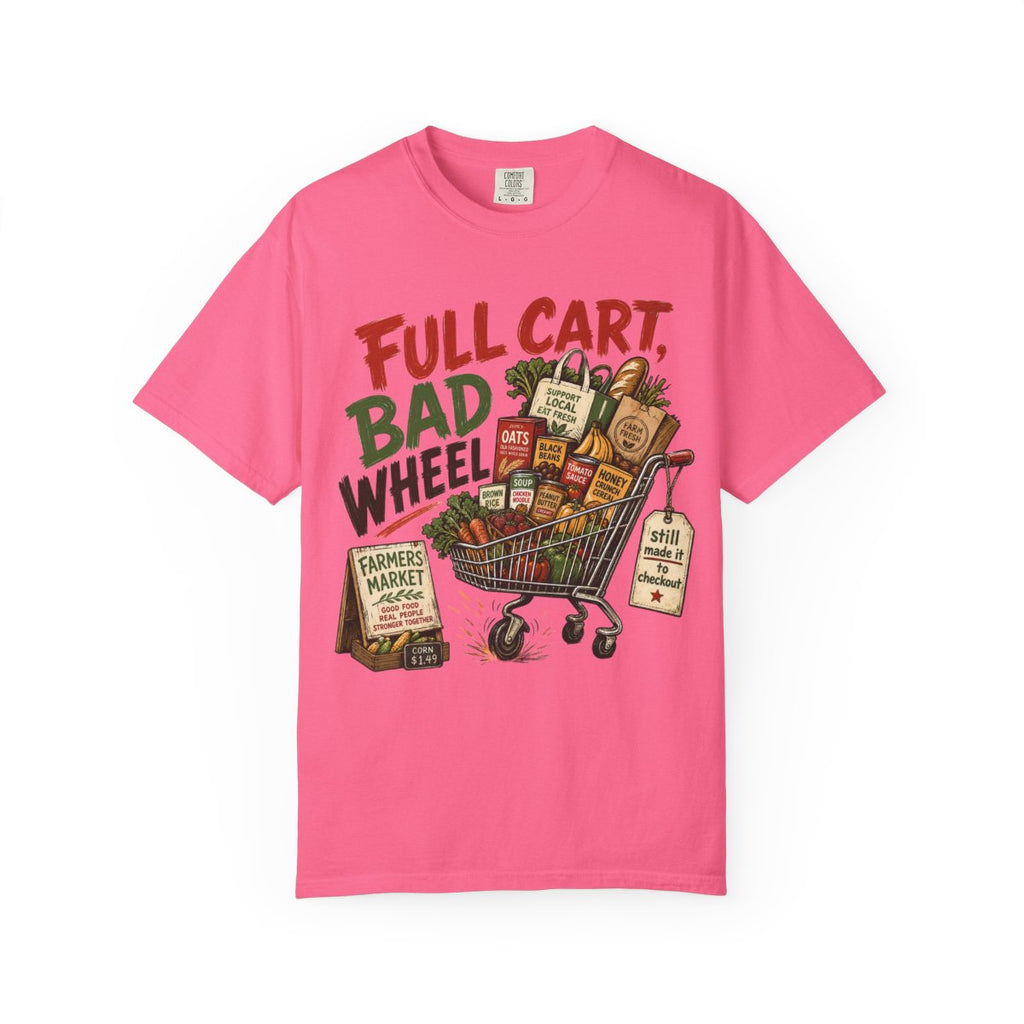 FULL CART BAD WHEEL FarmersMarket Tee Crunchberry front mockup