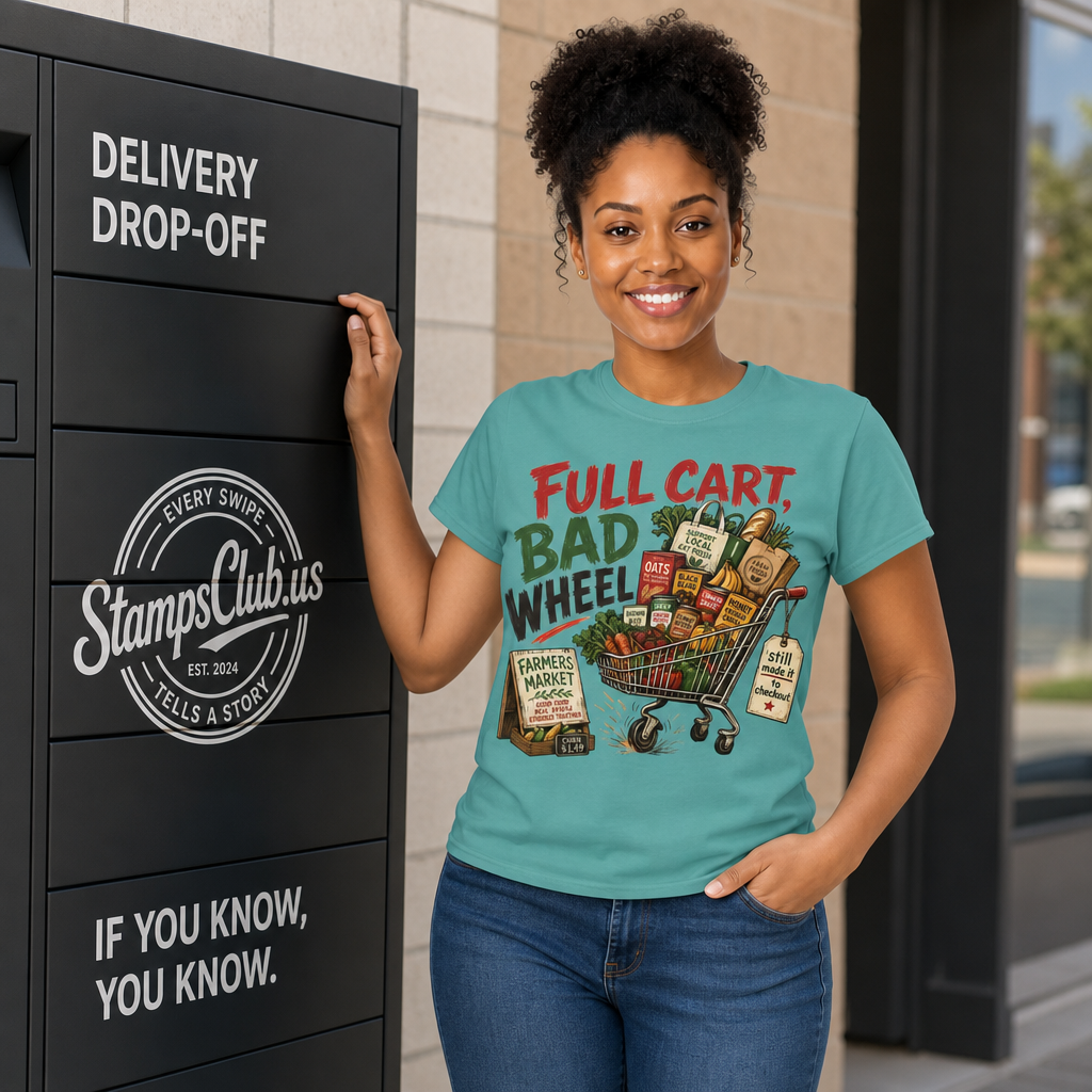 FULL CART BAD WHEEL FarmersMarket Tee primary mockup