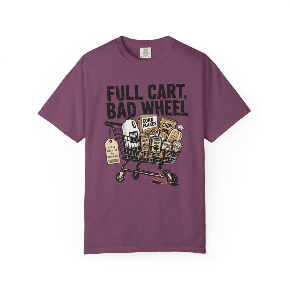 FULL CART BAD WHEEL Minimalist Tee Berry front mockup