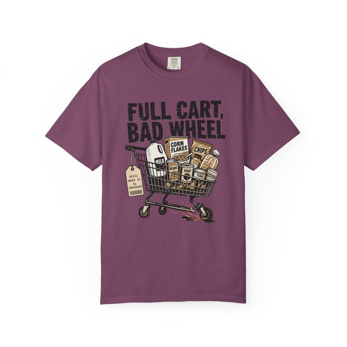 FULL CART BAD WHEEL Minimalist Tee Berry front mockup