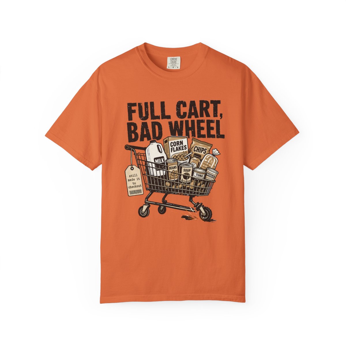 FULL CART BAD WHEEL Minimalist Tee Burnt Orange front mockup