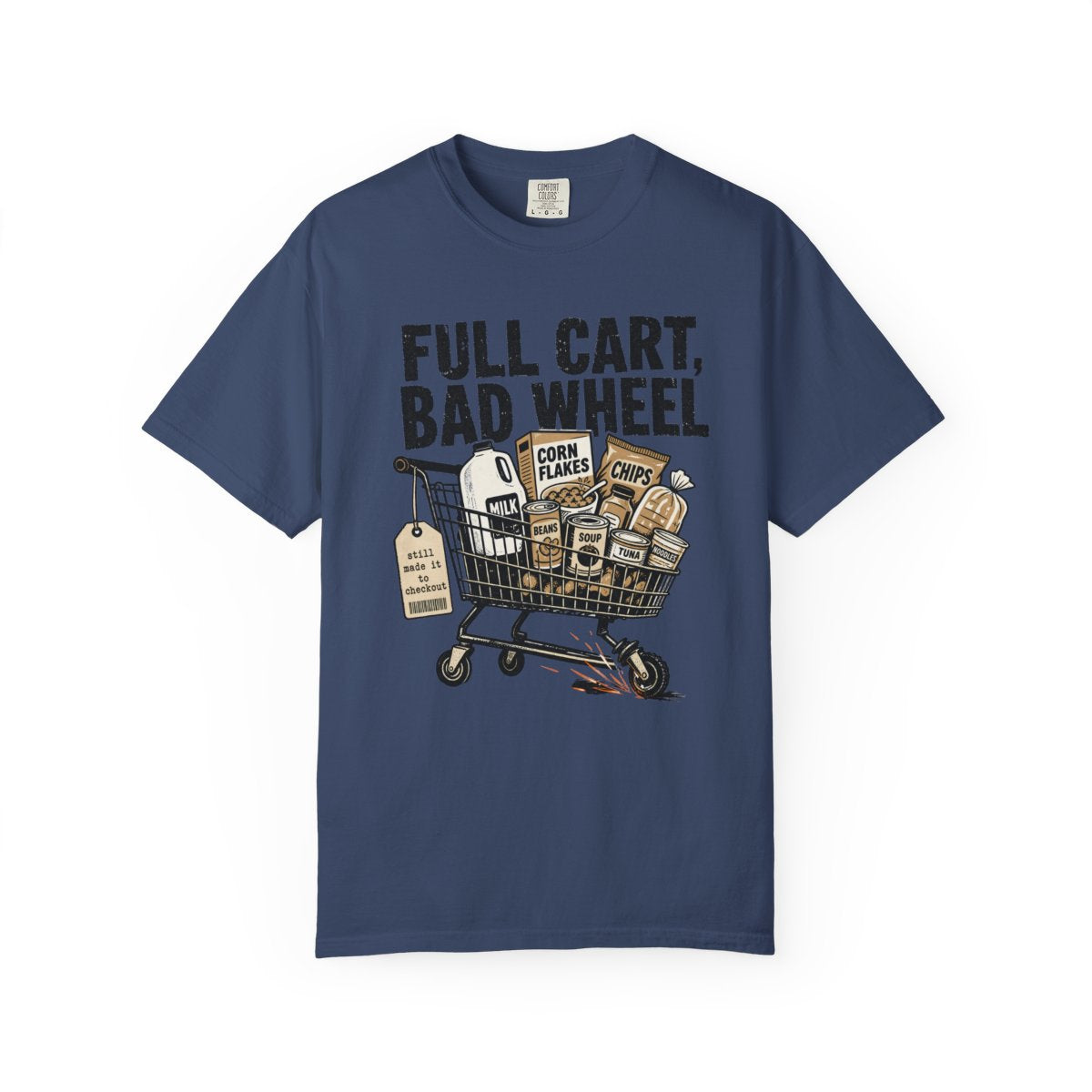 FULL CART BAD WHEEL Minimalist Tee China Blue front mockup