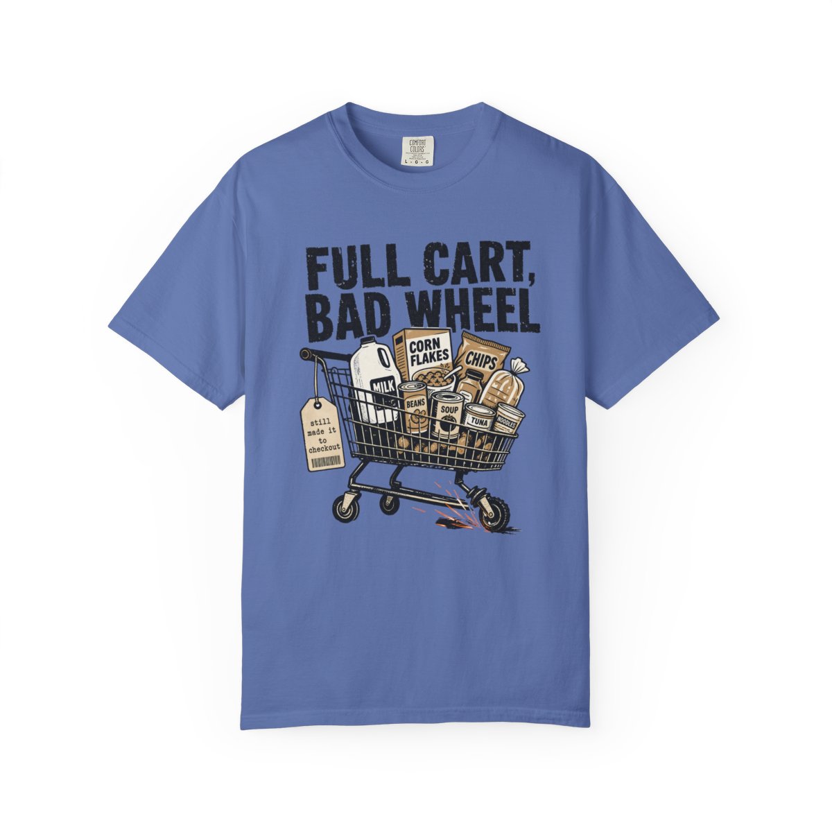 FULL CART BAD WHEEL Minimalist Tee Mystic Blue front mockup