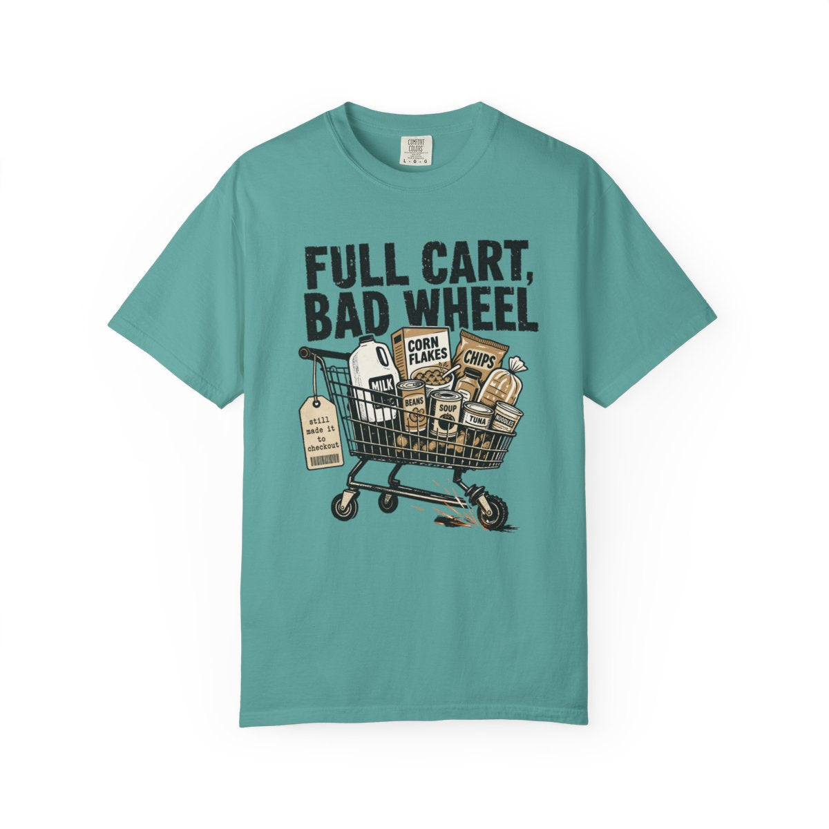 FULL CART BAD WHEEL Minimalist Tee Seafoam front mockup