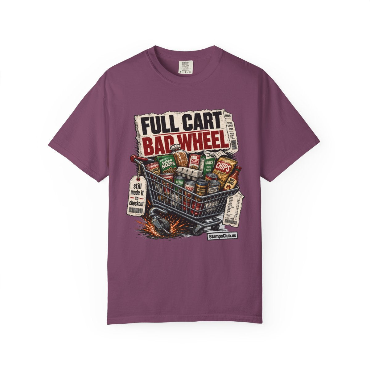 FULL CART BAD WHEEL Streetwear Tee Berry front mockup
