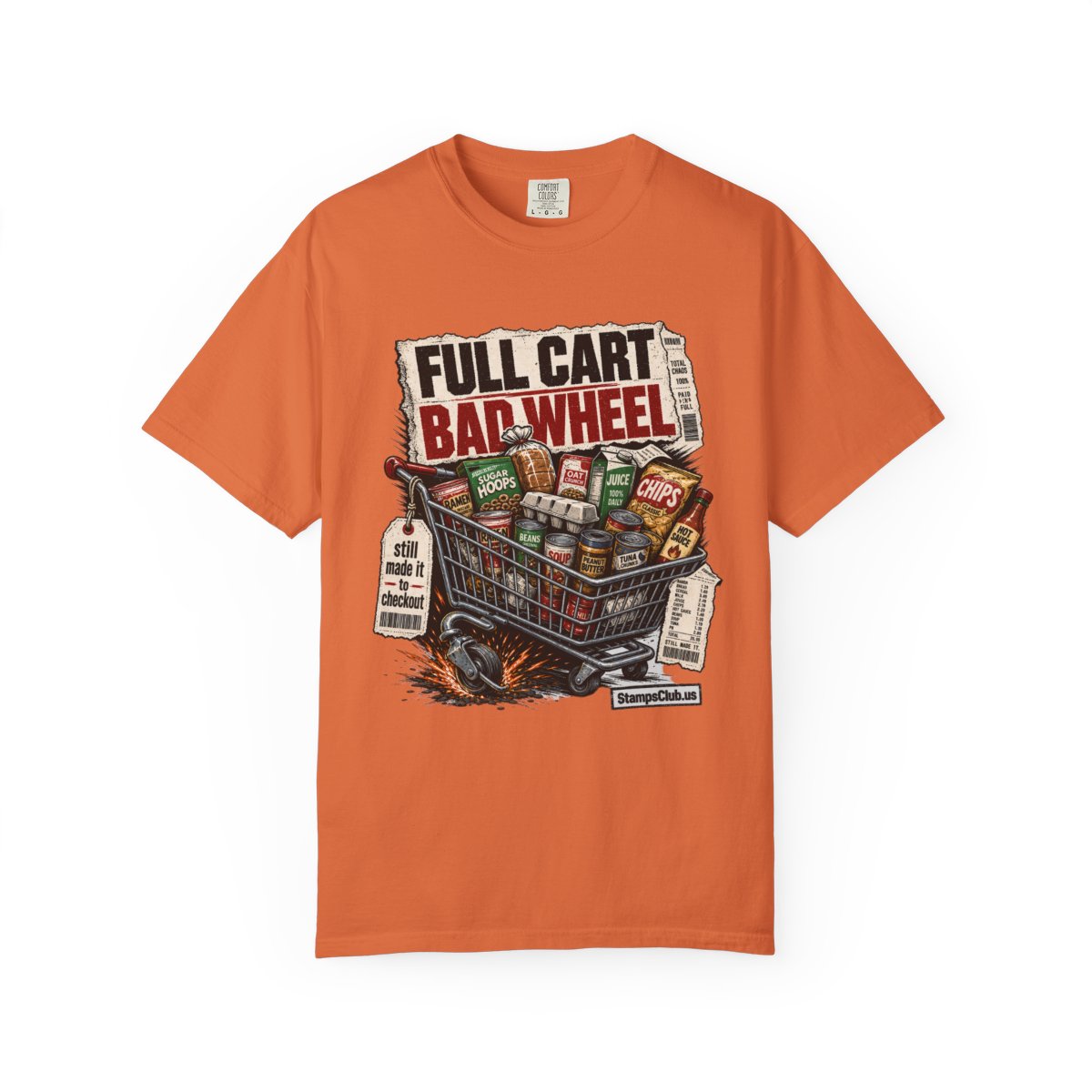 FULL CART BAD WHEEL Streetwear Tee Burnt Orange front mockup