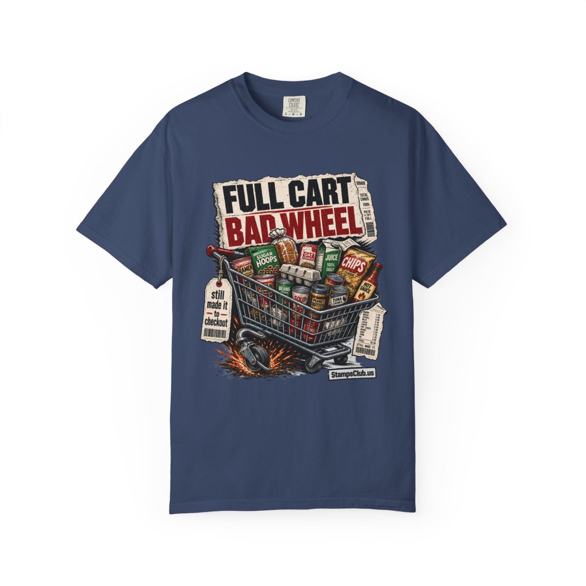 FULL CART BAD WHEEL Streetwear Tee China Blue front mockup