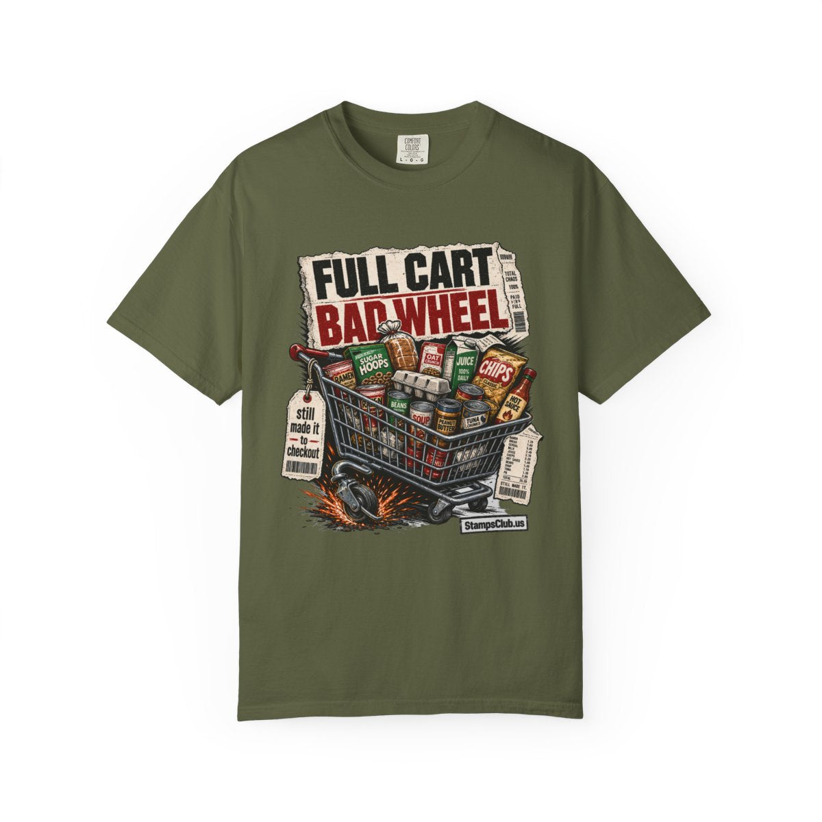 FULL CART BAD WHEEL Streetwear Tee Hemp front mockup