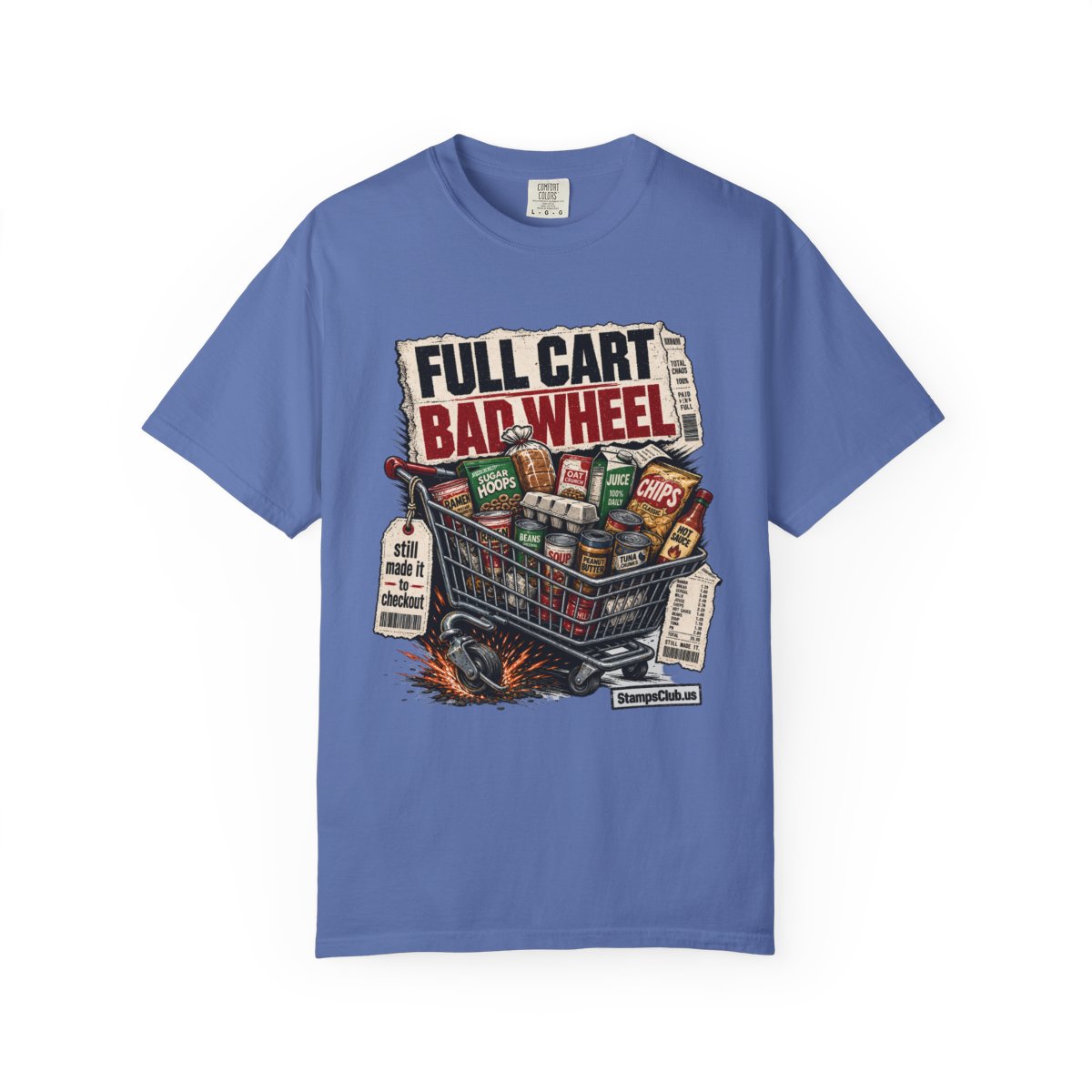 FULL CART BAD WHEEL Streetwear Tee Mystic Blue front mockup