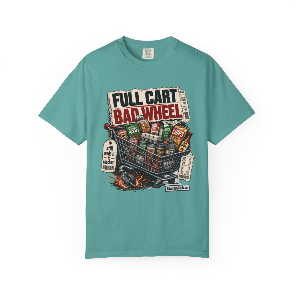 FULL CART BAD WHEEL Streetwear Tee Seafoam front mockup
