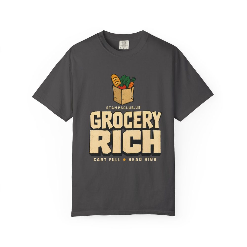 Grocery Rich Tee Graphite front mockup