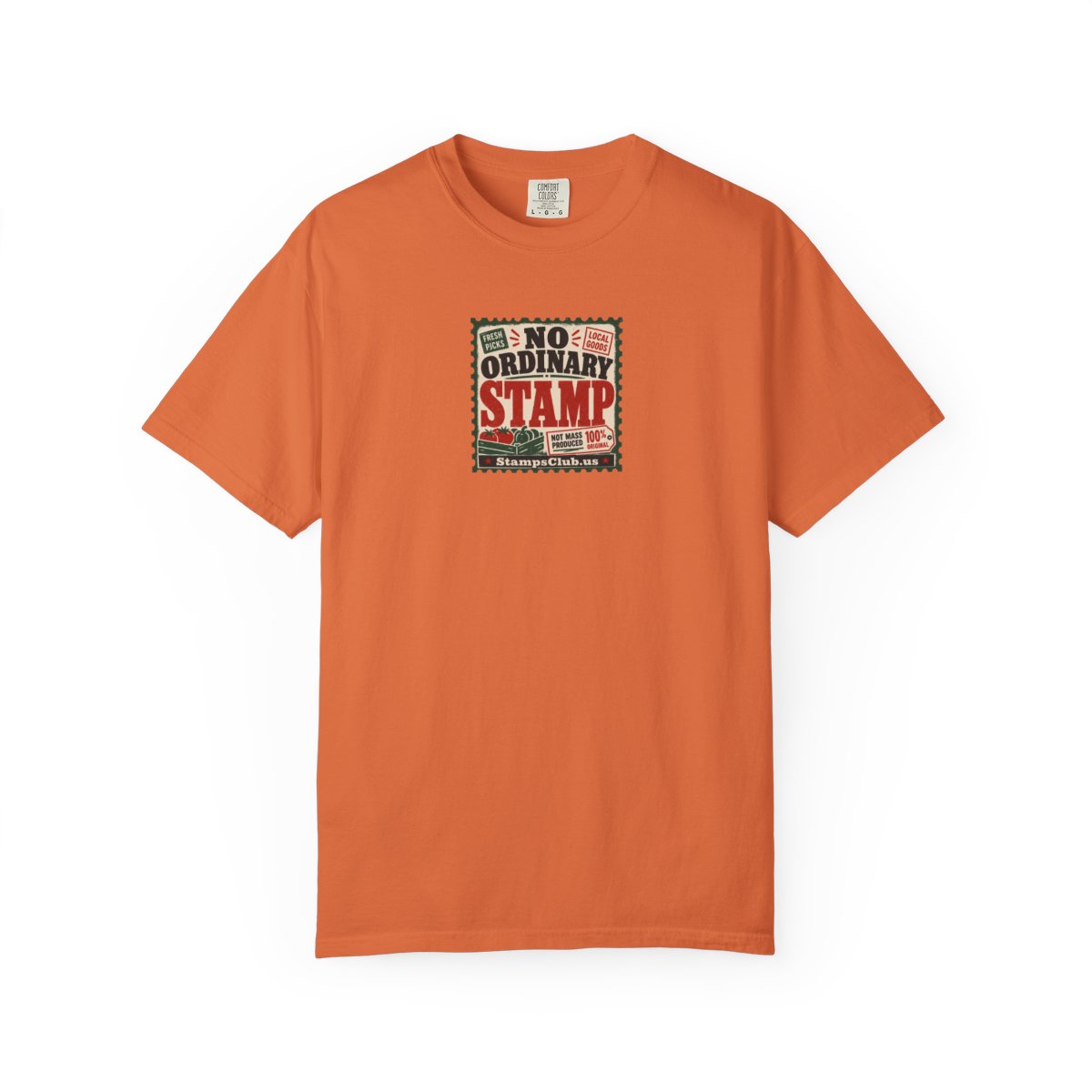 No Ordinary Stamp FarmersMarket Tee Burnt Orange front mockup