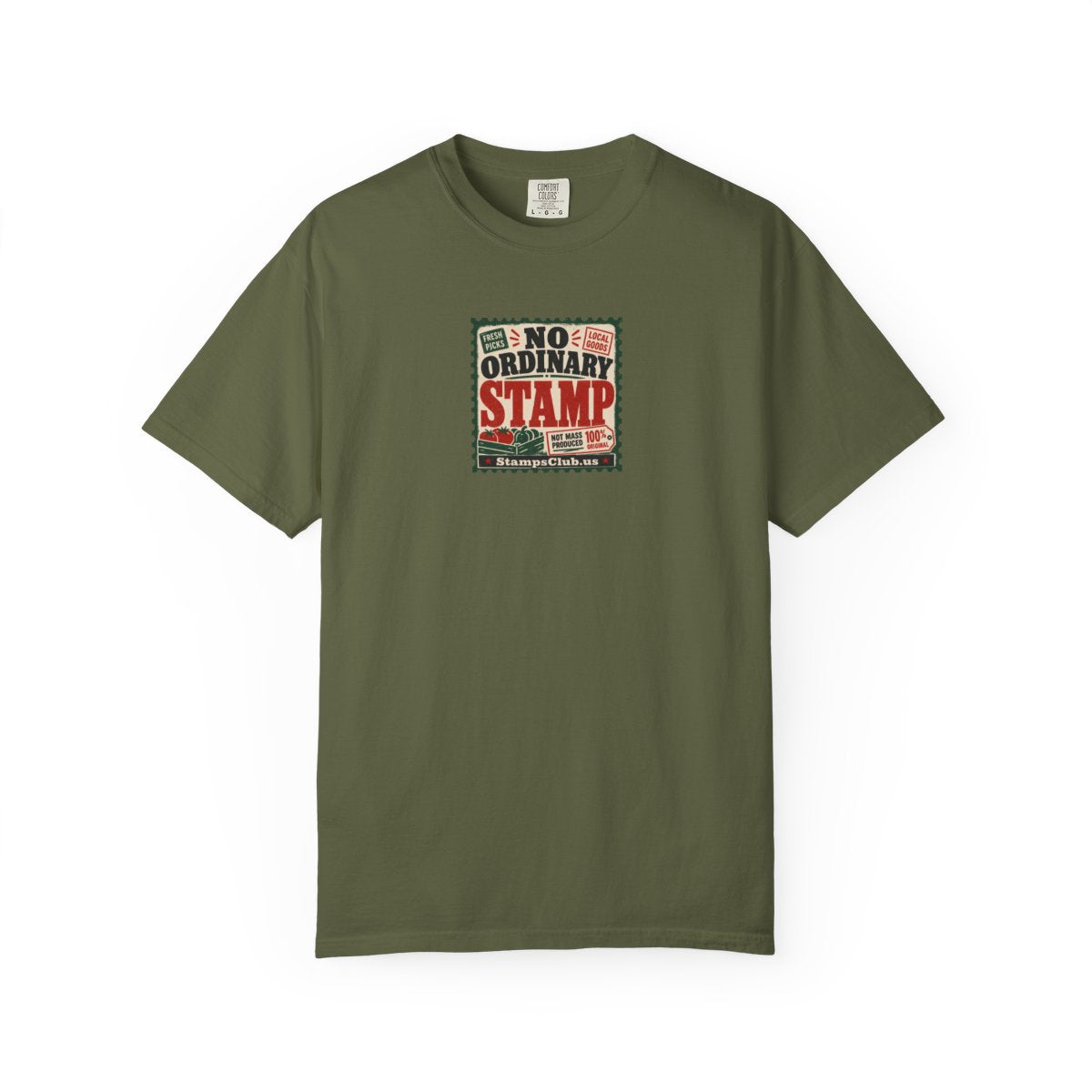 No Ordinary Stamp FarmersMarket Tee Hemp front mockup