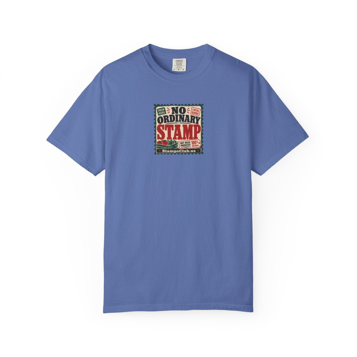 No Ordinary Stamp FarmersMarket Tee Mystic Blue front mockup