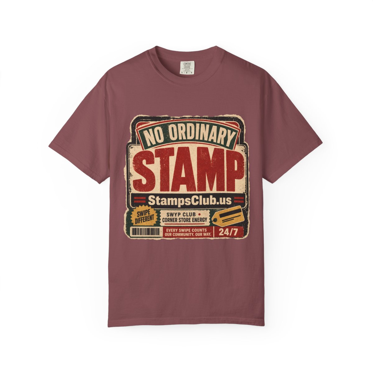No Ordinary Stamp Vintage Tee Brick front mockup