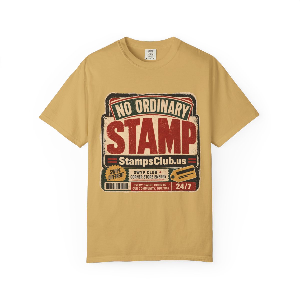 No Ordinary Stamp Vintage Tee Mustard front mockup