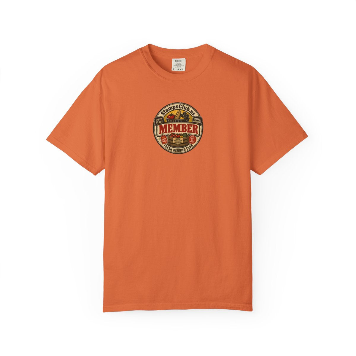 Official Member Stamp FarmersMarket Tee Burnt Orange front mockup