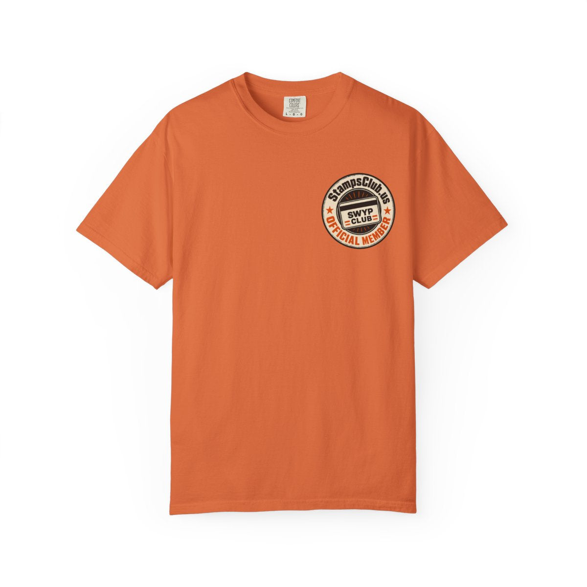 Official Member Stamp Minimalist Tee Burnt Orange front mockup