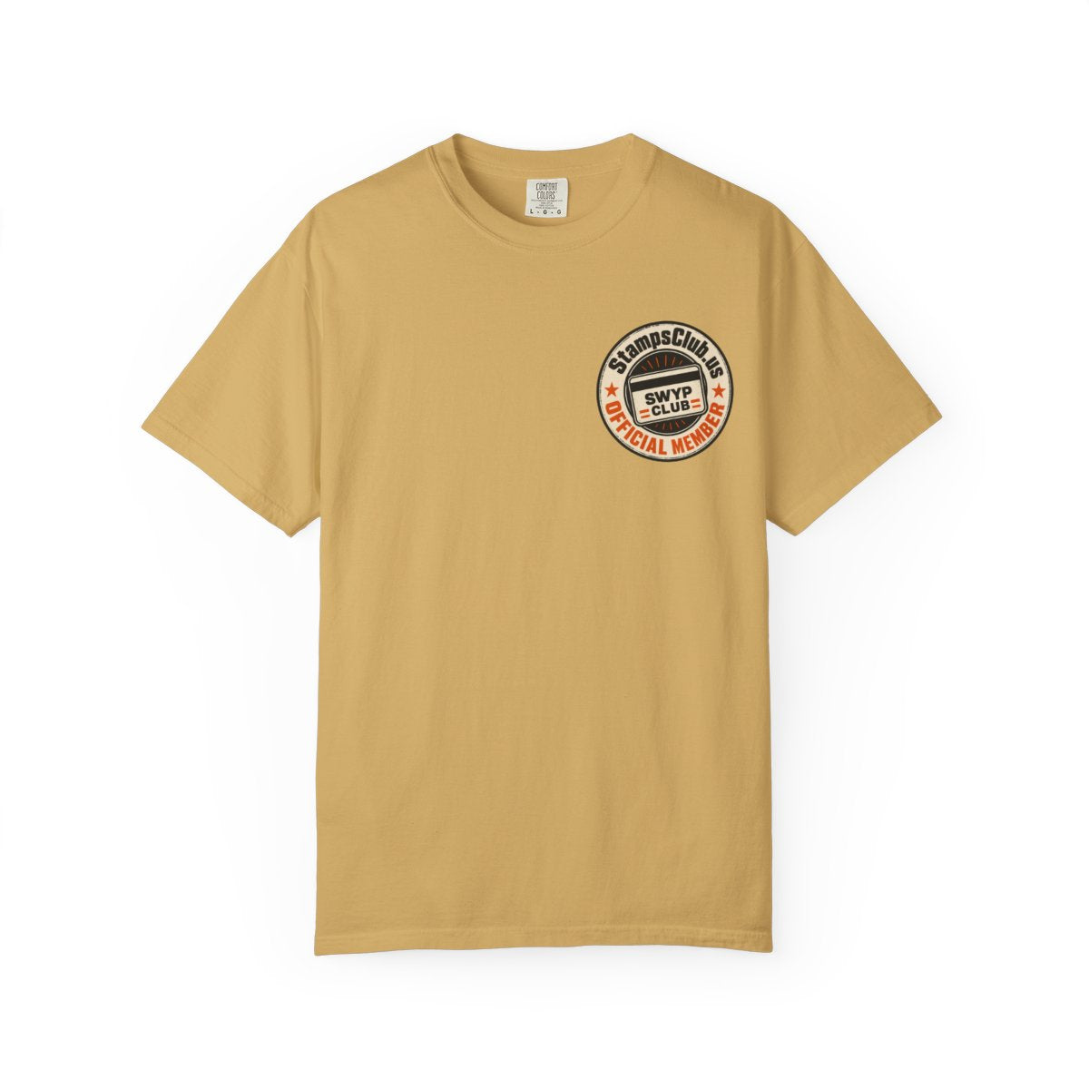 Official Member Stamp Minimalist Tee Mustard front mockup