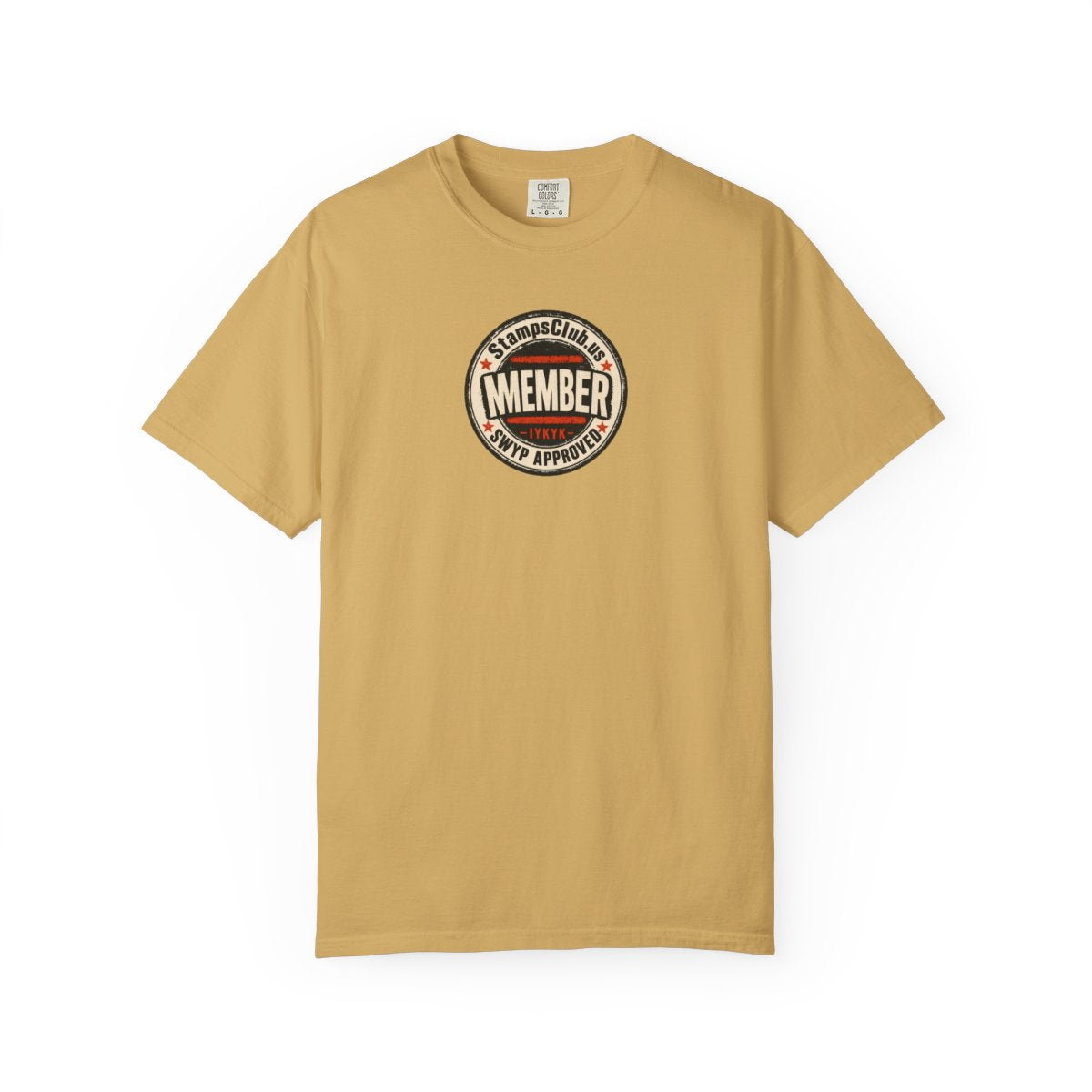 Official Member Stamp Streetwear Tee Mustard front mockup