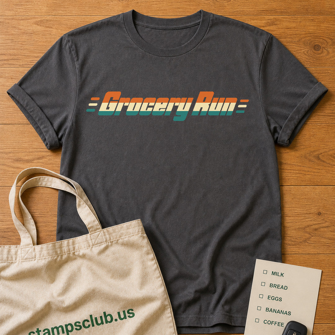 Grocery Run Tee Graphite product mockup