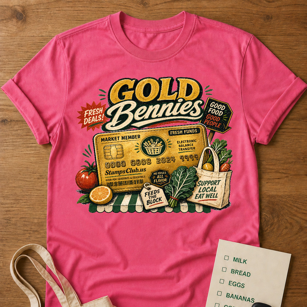 GOLD BENNIES Tee Crunchberry product mockup